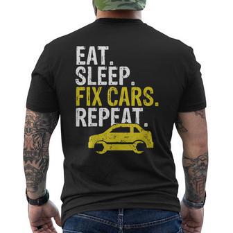 Eat Sleep Fix Cars Repeat Auto Mechanic Men's T-shirt Back Print - Monsterry UK