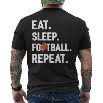 Eat Sleep Football Repeat Vintage Football Player Coach Men's T-shirt Back Print - Monsterry