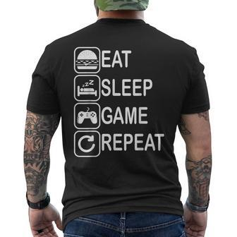 Eat Sleep Game Repeat Video Gamer Men's T-shirt Back Print - Monsterry DE