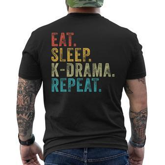 Eat Sleep K-Drama Repeat Tv Korean Fan Movie Television Men's T-shirt Back Print - Seseable