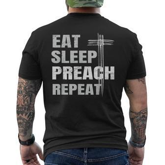 Eat Sleep Preach Repeat Youth Pastor Men's T-shirt Back Print - Monsterry AU