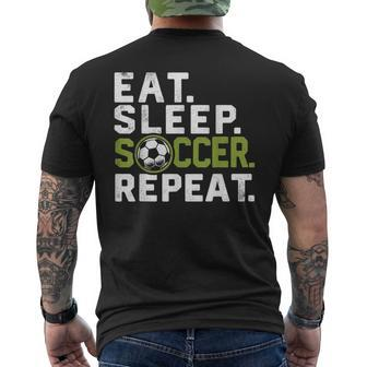 Eat Sleep Soccer Repeat Soccer Men's T-shirt Back Print - Seseable