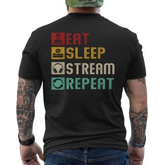 Eat Sleep Stream Repeat Streaming Gaming Streamer Vintage Men's T-shirt Back Print - Monsterry DE