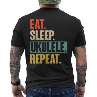 Eat Sleep Ukulele Repeat Retro Vintage Ukelele Men's T-shirt Back Print - Monsterry UK