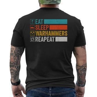 Eat Sleep Warhammers Repeat Gamer Retro Video Game T-Shirt mit Rückendruck - Seseable