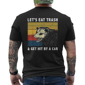 Lets Eat Trash And Get Hit By A Car Opossum Vintage V2 Mens Back Print T-shirt - Thegiftio UK