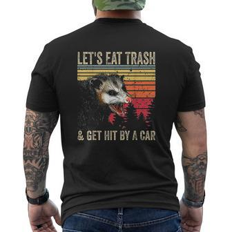 Lets Eat Trash And Get Hit By A Car Vintage Opossum Mens Back Print T-shirt - Thegiftio UK