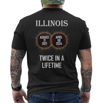 Eclipse 2024 2017 Twice In A Lifetime Illinois Solar Total Men's T-shirt Back Print | Mazezy