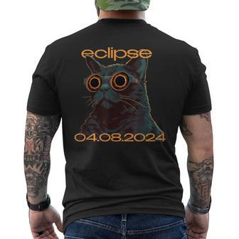Eclipse Cat Graphic For April 2024 Eclipse Cat Lovers Men's T-shirt Back Print - Seseable