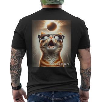 Eclipse Cosmic Tabby Cat With Sunglasses Solar Eclipse 2024 Men's T-shirt Back Print - Monsterry DE