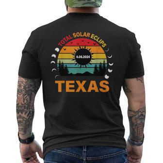 Eclipse Solar 2024 Texas Vintage Totality Texas Men's T-shirt Back Print - Monsterry