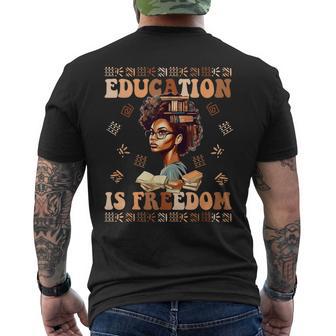 Education Is Freedom African American Black History Teacher Men's T-shirt Back Print - Monsterry