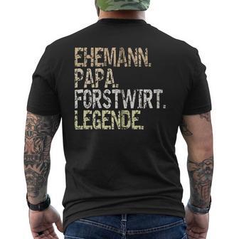 Ehemann Papa Forstwirt Legende Förster Waldarbeiter Outfit Kapuzenjacke T-Shirt mit Rückendruck - Geschenkecke