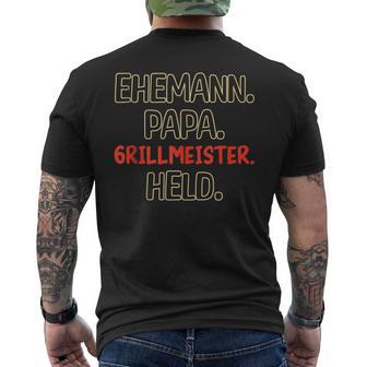 Ehemann Papa Grillmeister T-Shirt mit Rückendruck - Geschenkecke