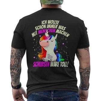 Einhorn & Spruch Was mit Menschen machen Schwarzes Kurzärmliges Herren-T-Kurzärmliges Herren-T-Shirt - Seseable