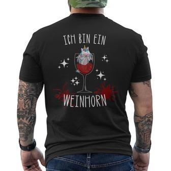 Einhorn Wein Weinhorn Weintrinker Weinliebhaber Alcohol T-Shirt mit Rückendruck - Seseable