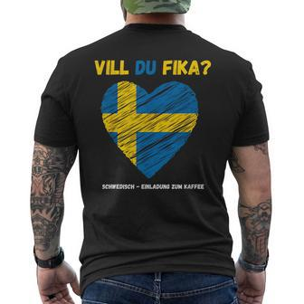 Einladung Um Kaffee Sweden Text German Language T-Shirt mit Rückendruck - Seseable