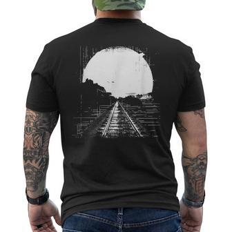 Eisenbahn Zeichnung Züge Gleis T-Shirt mit Rückendruck - Seseable