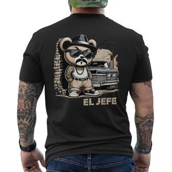 El Jefe Hip Hop Teddy Bear Lowrider Chicano Cholo Men's T-shirt Back Print - Monsterry CA