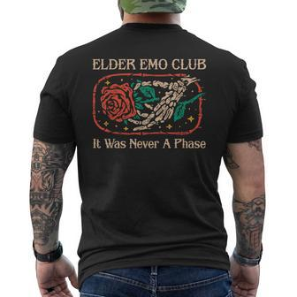 Elder Emo Club It Was Never A Phase Skeleton And Rose Quote Men's T-shirt Back Print - Thegiftio UK