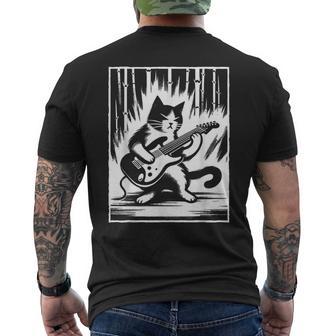 Electric Guitar Cat Rock Music Japan Style Cat Men's T-shirt Back Print - Monsterry UK