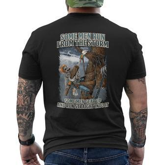 Electrical Linemen Run Straight Into The Storm Lineman Men's T-shirt Back Print - Monsterry AU