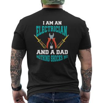 Electrician Dad Electrician Father Mens Back Print T-shirt | Mazezy