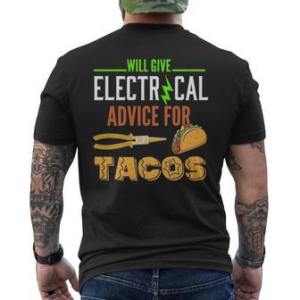 Electrician Taco Lover Quote Electrician Men's T-shirt Back Print | Mazezy