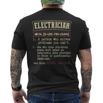 Electrician Dictionary Definition Men's T-shirt Back Print | Mazezy