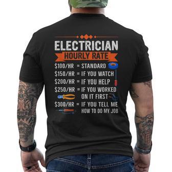 Electrician Hourly Rate With Electric Tools Drawings Men's T-shirt Back Print - Monsterry AU