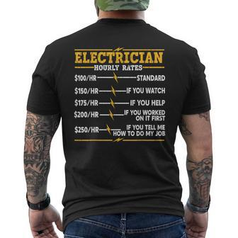 Electrician Hourly Rates Men's T-shirt Back Print - Monsterry AU