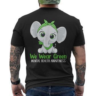 Elehant Mental Health Awareness Green Ribbon Men's T-shirt Back Print - Seseable