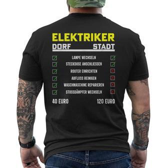 Elektrotechnik Elektroniker Handwerker Elektriker Black T-Shirt mit Rückendruck - Seseable