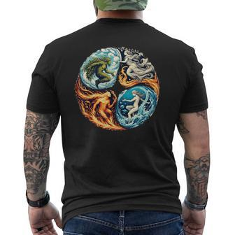 Elemental Harmony Earth Fire Air Water Men's T-shirt Back Print - Seseable