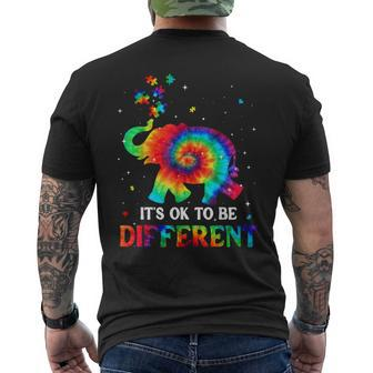Elephant Tie Dye It’S Ok To Be Different Autism Awareness Men's T-shirt Back Print - Seseable
