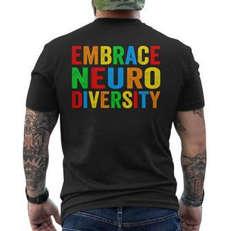 Embrace Neurodiversity Autism Neurodivergent Awareness Men's T-shirt Back Print | Mazezy