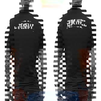 Emmanuel Name Family Vintage Retro Sports College Arch Mens Back Print T-shirt - Thegiftio