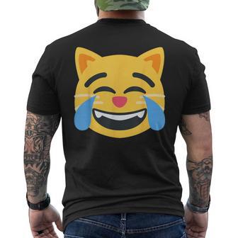 Emoticon Cat Face With Tears Of Joy Men's T-shirt Back Print - Monsterry