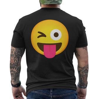 Emoticon Winking Face With Stuck-Out Tongue And Winking Eye Men's T-shirt Back Print - Monsterry