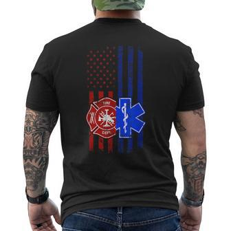 Ems Firefighter Emt Paramedic First Responders Us Flag Men's T-shirt Back Print - Monsterry