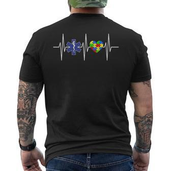 Emt Ems Autism Awareness Paramedic Puzzle Heart Men's T-shirt Back Print | Mazezy