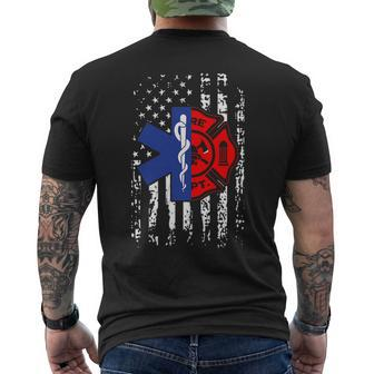 Emt Firefighter Firefighter Emt American Flag Men's T-shirt Back Print | Mazezy