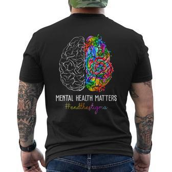 End The Stigma Mental Health Matters Mental Awareness Men's T-shirt Back Print | Mazezy CA