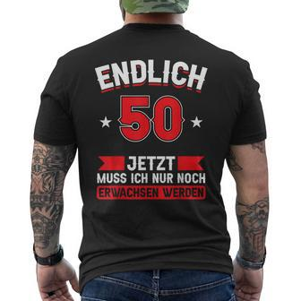 Endlich 50, Kurzärmliges Herren-T-Kurzärmliges Herren-T-Shirt zum 50. Geburtstag, Schwarz, Humorvolles Motiv - Seseable