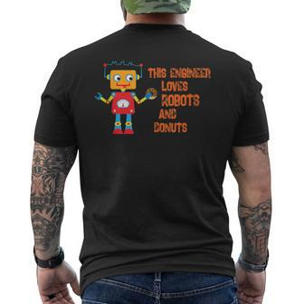 This Engineer Loves Robots And Donuts Brain Food Men's T-shirt Back Print - Monsterry AU