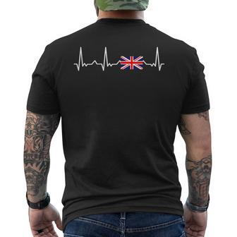 England Britain English British Heartbeat England Flag Men's T-shirt Back Print - Monsterry CA