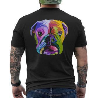 English British Bulldog Pop Art Portrait For Dog Owners Men's T-shirt Back Print | Mazezy