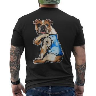 English Bulldog I Love Mom Tattoo Apparel Dog Mom Men's T-shirt Back Print | Mazezy