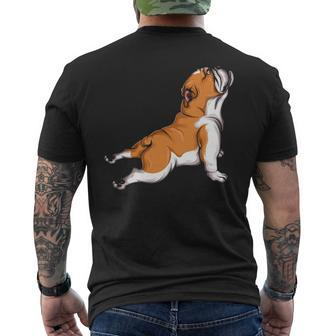 English Bulldog Yoga Dog Lover Namaste Men's T-shirt Back Print | Mazezy