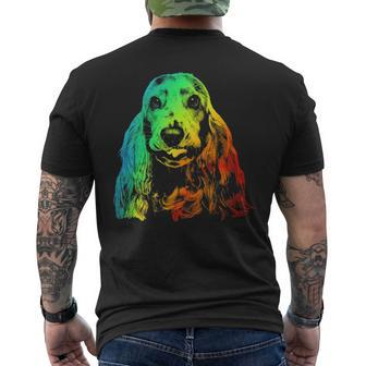 English Cocker Spaniel Colorful Rainbow Vintage Men's T-shirt Back Print | Mazezy